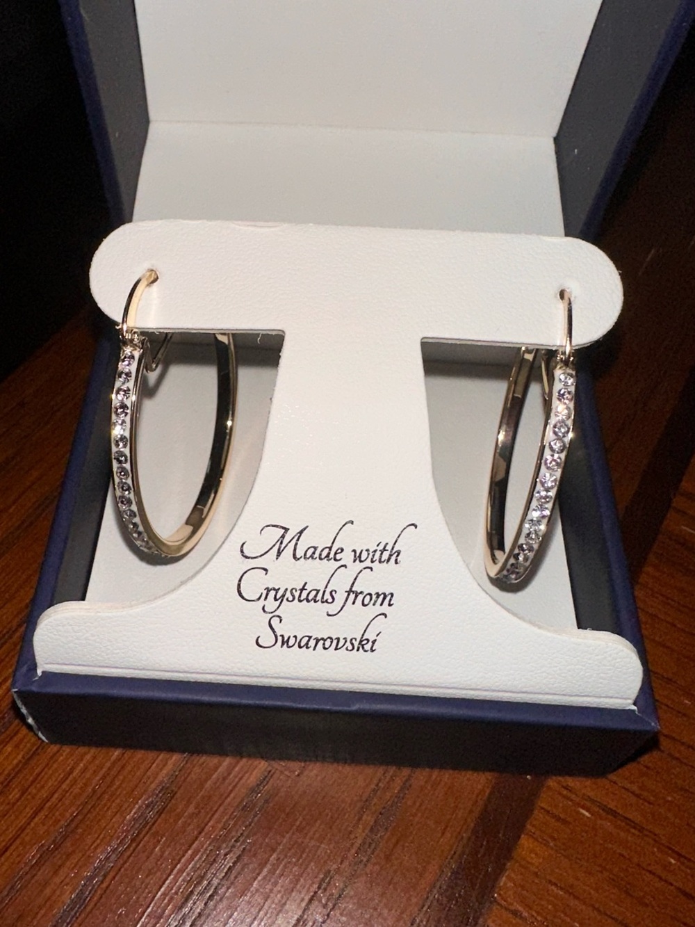 Swarovski Gold Hoop Earrings with Clear Crystals